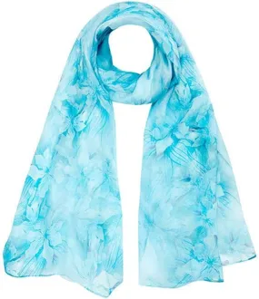 Square Large Neck Scarf Digital Printing Silk Chiffon Shawl Long Multi-use Soft Lightweight (Blauw 175x110cm)