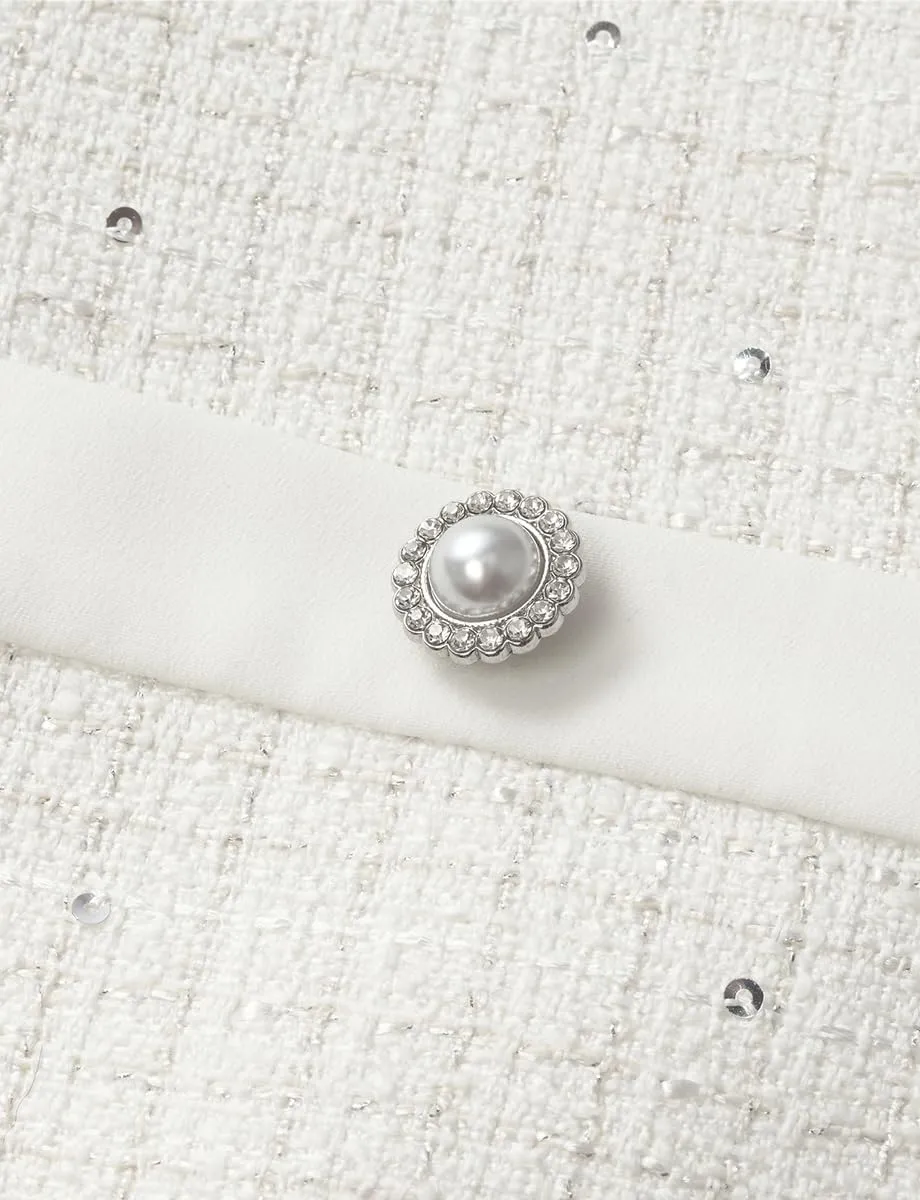 Summer Tweed Dresses for Women Short Sleeve A-Line Mini Crew Neck Lace Elegant Dress Casual Daily