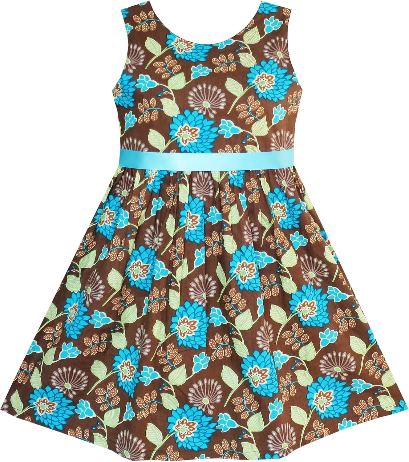Sunny Fashion Girls Dress Blue Flower Print