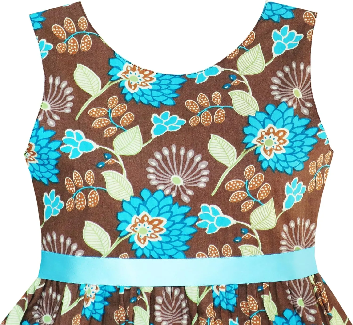 Sunny Fashion Girls Dress Blue Flower Print