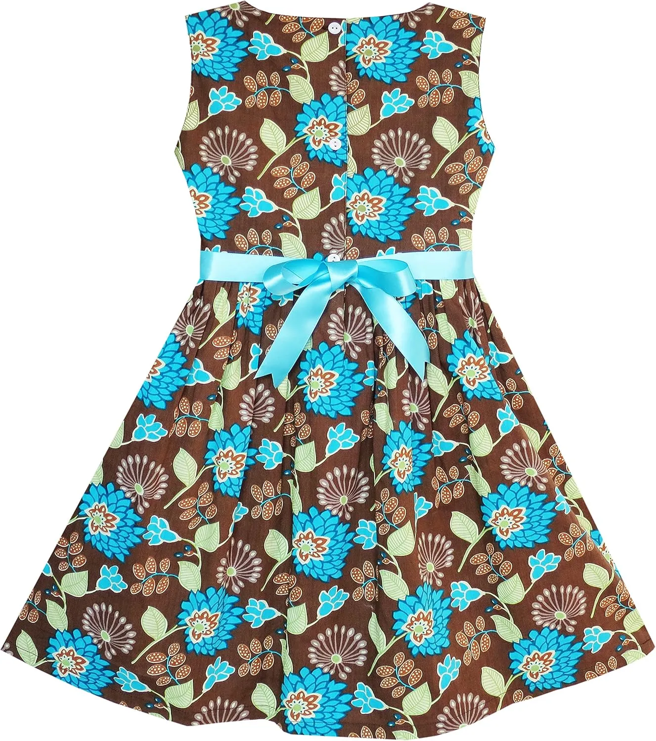 Sunny Fashion Girls Dress Blue Flower Print
