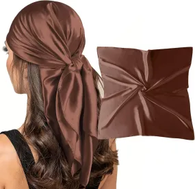 vimate 35" Square Silk Like Head Scarf - Women's Fashion Satin Scarf Bandana for Hair Wrapping at Night.