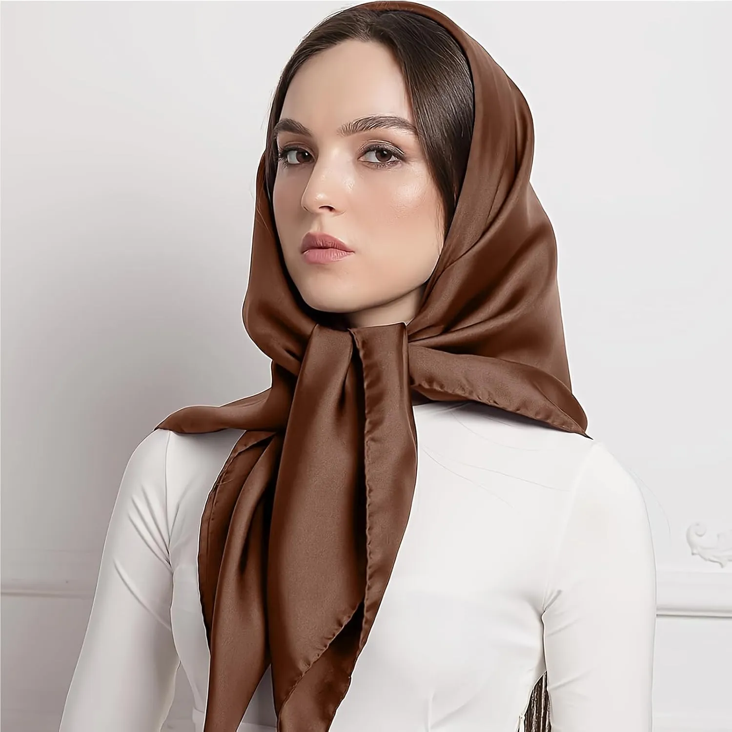 vimate 35" Square Silk Like Head Scarf - Women's Fashion Satin Scarf Bandana for Hair Wrapping at Night.