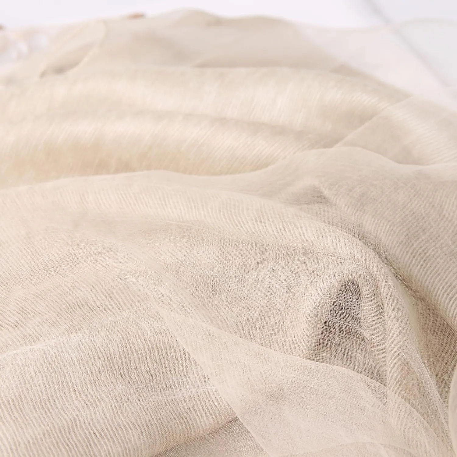 Women's Double Layer Scarf Lightweight Silk Wool Blend - Fluffy Airy All-Season Scarf Solid Color for Coats & Jackets