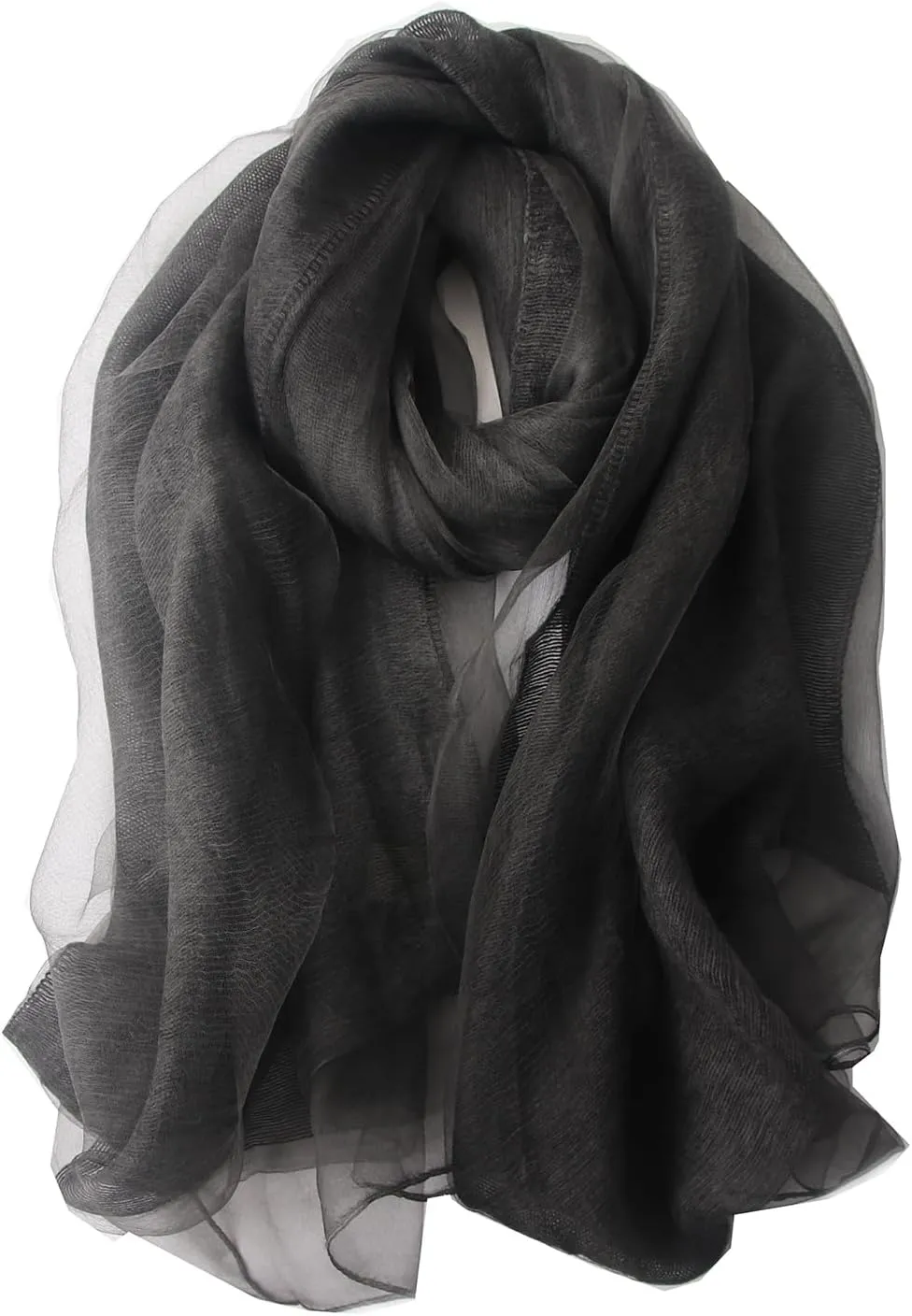 Women's Double Layer Scarf Lightweight Silk Wool Blend - Fluffy Airy All-Season Scarf Solid Color for Coats & Jackets