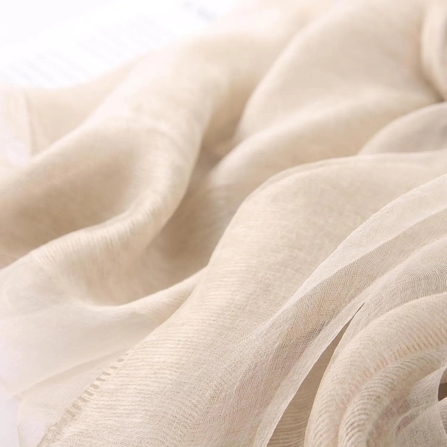 Women's Double Layer Scarf Lightweight Silk Wool Blend - Fluffy Airy All-Season Scarf Solid Color for Coats & Jackets