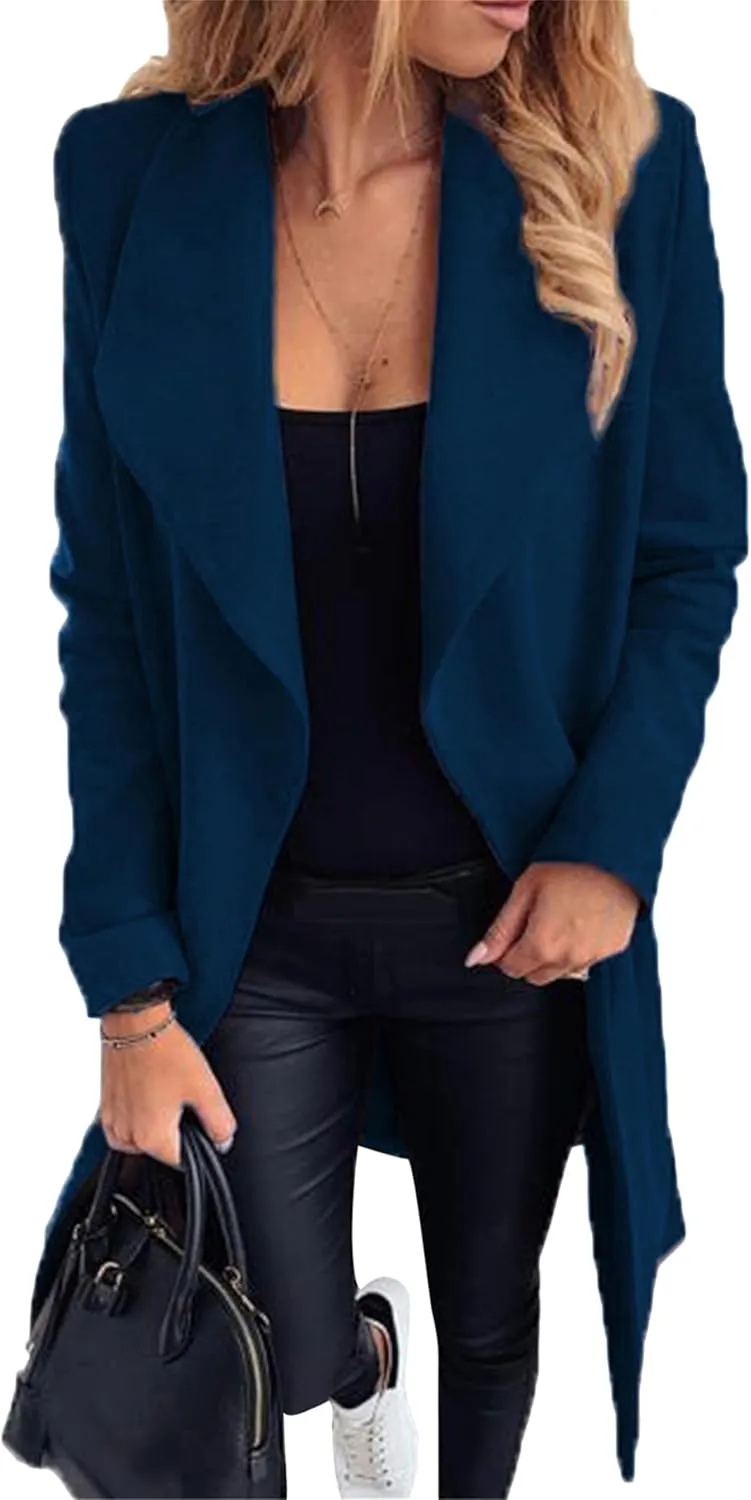 Women's Fuzzy Graceful Windproof Outerwear Open Front Lightweight Winter Coats Button Single Fall Comfortable Jackets