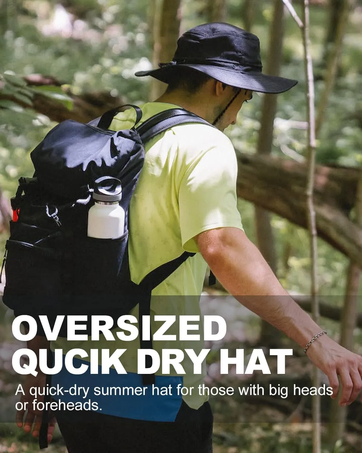 Zylioo XXL Oversize UV Fishing Sun Hat for Big Heads,XL Quick Dry Boonie Hats,Large Cooling Safari Hats with Strap