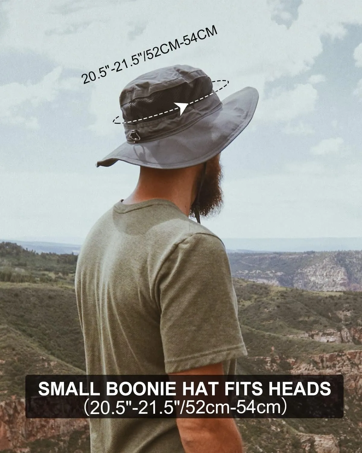 Zylioo XXL Oversize UV Fishing Sun Hat for Big Heads,XL Quick Dry Boonie Hats,Large Cooling Safari Hats with Strap