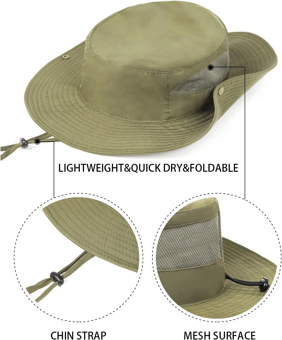 Zylioo XXL Oversize UV Fishing Sun Hat for Big Heads,XL Quick Dry Boonie Hats,Large Cooling Safari Hats with Strap